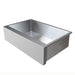 Stono Outdoor Living The TrueFlame 32" Outdoor Rated Farmhouse Sink (TF-NK-32FH-P) features a deep, rectangular stainless steel basin with flat edges, ideal for outdoor kitchens or bar prep areas; shown at an angle against a white background.