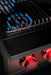 Stono Outdoor Living A close-up of the TrueFlame Double Side Burner - TFSB2 by TrueFlame features high BTU blue flames under metal grates and two red-lit control knobs, suggesting powerful performance for your outdoor kitchen.