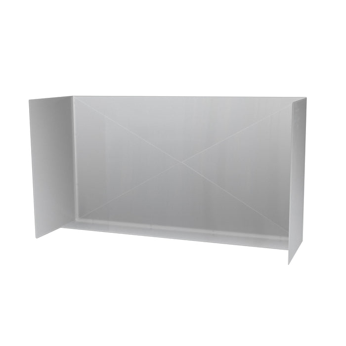 Stono Outdoor Living The TrueFlame 36" Stainless Steel Wind Guard (TFWG-36) is a light gray, open rectangular box with three visible sides and an X-shaped crease—perfect for shielding 30-32" grills from wind during outdoor cooking.