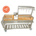 Stono Outdoor Living The Tagwood BBQ Argentine Santa Maria Wood Fire & Charcoal Grill (BBQ06SS) by Tagwood BBQ features 304 stainless steel, multiple cooking grates, wood/charcoal box, meat hooks, storage shelf, wheels, and displays a Patent Pending badge.