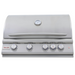 Stono Outdoor Living The Blaze Premium LTE+ 32" 4-Burner Propane Grill (BLZ-4LTE3-LP) features searing rods, a rear infrared burner, grill lights, five knobs, a temp gauge, Blaze logo on the front panel—durable stainless steel and backed by a lifetime warranty.
