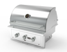 Stono Outdoor Living The Wildfire Ranch Pro 30" Gas Grill 304 SS Propane (WFPRO30G-SS-LP) by Wildfire Outdoor Living features stainless steel burners, three control knobs, built-in lid thermometer, and a sleek brand label; shown against a white background.