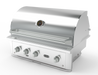 Stono Outdoor Living The Wildfire Ranch Pro 36" Gas Grill (WFPRO36G-SS-LP) by Wildfire Outdoor Living features four control knobs, stainless steel burners, a built-in lid temperature gauge, and a sleek stainless finish—ideal for your outdoor kitchen.