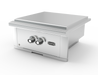 Stono Outdoor Living The Wildfire Ranch Pro Power Burner 304 SS Natural Gas (WFPOWBRN-SS-NG) by Wildfire Outdoor Living features stainless steel build and front control knobs, perfect for outdoor kitchens, displayed against a plain white background.