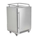 Stono Outdoor Living The Coyote 24" Outdoor Kegerator (C124KEG) features stainless steel construction, a single door with vertical handle, top railing, and four caster wheels—ideal for serving draft beverages anywhere.