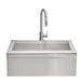Stono Outdoor Living The Coyote 30" Farmhouse Sink & Faucet (C3FHSINK) is a modern stainless steel sink with a high-arc faucet and deep rectangular basin—ideal for laundry rooms, outdoor kitchens, or as a stylish utility sink.