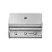 Stono Outdoor Living The Twin Eagles 42-Inch 3-Burner Built-In Propane Gas Grill (TEBQ42G-CL) features a Five-Part Grilling System, closed lid, three control knobs with blue LED lights, stainless steel burners, and a front temperature gauge. Plain white background.