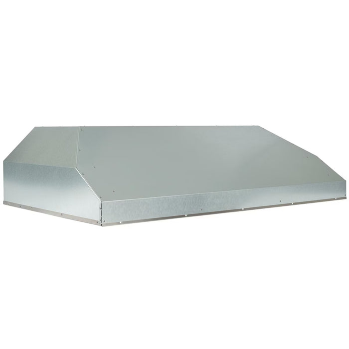 Stono Outdoor Living The Coyote 48" Outdoor Insert - C1LINER48, a large rectangular ventilation hood with angled sides and sleek stainless steel finish by Coyote, is displayed against a white background.