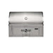 Stono Outdoor Living The Coyote 36" Charcoal Grill, Built-in (C3CH36) by Coyote is a stainless steel outdoor grill with a closed curved lid, top temperature gauge, left-side handle, and front control knob and vent. Shown isolated on a white background.