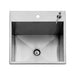 Stono Outdoor Living A top-down view of the Twin Eagles 24-Inch Drop-In Stainless Steel Sink with Lid & Soap Dispenser (TEOS24-B) shows its modern, minimalist design and single lever faucet, making it ideal for outdoor kitchen setups.