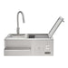 Stono Outdoor Living The Coyote 30" Refreshment Center w/ Sink, Faucet, and DI Cooler (C3RC) includes a tall faucet, covered compartment, storage drawer, bottle opener, and features the Coyote logo—ideal as a refreshment center for outdoor kitchens.
