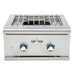 Stono Outdoor Living The Delta Heat 22-Inch Power Burner Propane Gas (DHPW22-L) features stainless steel construction, two control knobs, an ignition button, and a single power burner beneath a metal grate.