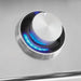 Stono Outdoor Living A close-up of a stainless steel control knob with a glowing blue LED on the Twin Eagles 30-Inch 2-Burner Built-In Propane Gas Grill (TEBQ30R-CL), highlighting its modern silver design and premium craftsmanship.
