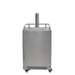 Stono Outdoor Living The Coyote 24" Outdoor Kegerator (C124KEG) features a stainless steel build, single tap, top railings, and four wheels—ideal for draft beverages; shown front-facing on a white background.