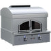 Stono Outdoor Living The Delta Heat Freestanding Pizza Oven - Propane (DHPO30F-L) features a stainless steel curved top, double glass doors, two control knobs with blue lights, and precision temperature controls on the front panel.