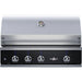 Stono Outdoor Living A sleek Delta Heat 32-Inch 3-Burner Built-In Natural Gas Grill (DHBQ32R-KN) features a closed lid, temperature gauge, and blue-lit black control panel with five knobs, matching the brand’s signature style.
