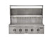 Stono Outdoor Living The Coyote 42" CL-Series Grill (C3CL42NG) features five burners, stainless steel construction, an open lid with grill rack, and visible Coyote branding—perfect for outdoor kitchens.