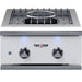 Stono Outdoor Living The Delta Heat 22-Inch Built-In Propane Power Burner (DHPW22-WL) features a stainless steel design with a white control panel, two knobs, a 60,000 BTU circular center burner, and a metal grate. The Delta Heat logo is between the knobs.