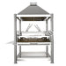 Stono Outdoor Living The Tagwood BBQ XL Argentine Stainless Steel Wood Fire & Charcoal Grill (BBQ22SS) features a chimney hood, adjustable grate with crank wheel, side shelf, and lower storage rack—ideal for wood & charcoal grilling.