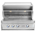 Stono Outdoor Living The Twin Eagles 36-Inch 3-Burner Built-In Propane Gas Grill (TEBQ36R-CL) features stainless steel burners, four control knobs, grilling racks, an infrared rotisserie burner, and interior lights, shown with the lid open against a plain white background.