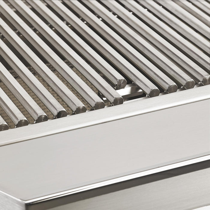 Stono Outdoor Living Close-up of a stainless steel grill grate with parallel rods on the Twin Eagles Eagle One 54-Inch 4-Burner Built-In Natural Gas Grill (TE1BQ54RS-N)—a luxury innovation by Twin Eagles for grilling food to perfection.