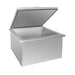 Stono Outdoor Living The Wildfire Outdoor Living Wildfire Ice Chest Large (WFLIC) is a large, rectangular metallic box with an open lid and hinged hood, featuring smooth, shiny double-walled insulated panels and a spacious empty interior.