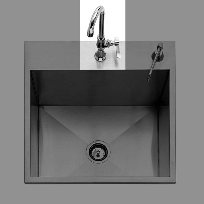 Stono Outdoor Living The Twin Eagles Cold Faucet Kit (TEFC-KIT) by Twin Eagles is a stainless steel cold water sink faucet with a modern curved spout and single-lever handle—perfect for outdoor kitchens—shown against a plain gray background.