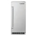 Stono Outdoor Living The Twin Eagles 15-Inch Ice Maker (TEIM15-H) features a high-capacity stainless steel design, sleek vertical handle, and bottom vent, making it perfect for modern kitchens or bars.