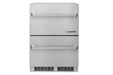 Stono Outdoor Living The Twin Eagles 24-Inch Outdoor Rated Double Drawer Refrigerator (TERD242-G) features a stainless steel exterior, horizontal handles, bottom venting, and refrigerated drawers—ideal for built-in kitchens, outdoor spaces, or commercial settings.