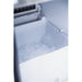 Stono Outdoor Living Close-up of the TrueFlame 15" Outdoor Rated Ice Maker (AMD-IM-15) interior, featuring a white bin partially filled with ice cubes.